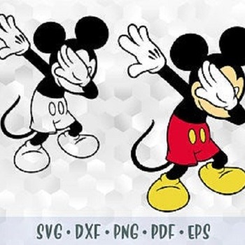 209 SVG PNG Dabbing Mickey Mouse Disney Layered Cuttable file Cricut Silhouette Iron on Sublimation Transfer Outline Silhouette Dab Mickey M