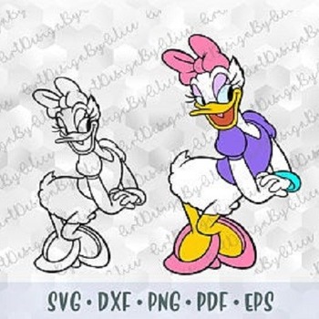 212 SVG PNG Daisy Duck Mickey Minnie Friends  Layered Vector Cut file Outline Silhouette Cricut Iron on Transfer Disney Birthday Tshirt Desi