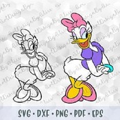 212 SVG PNG Daisy Duck Mickey Minnie Friends  Layered Vector Cut file Outline Silhouette Cricut Iron on Transfer Disney Birthday Tshirt Desi