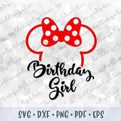 216 SVG PNG Minnie Mouse Outline Birthday Girl Head Ears Bow Red Polka Dots Cut file Cricut Download Silhouette Iron on Sublimation Transfer