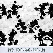 226 SVG PNG DXF Mickey Minnie Mouse Love Heart Head Ears Hand Black Silhouette Cut file Cricut Design Iron on Transfer Print Sublimation Ste