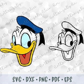 229 SVG PNG Donald Duck Head Face Mickey Minnie Mouse Friends Layered Cut files Cricut Silhouette Outline Iron on Transfer Printable Images