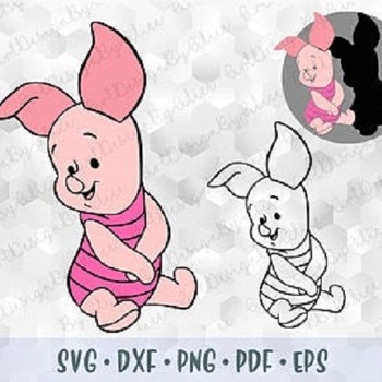 236 Layered SVG PNG DXF Winnie the Pooh Piglet Baby Color and Outline Cut files for Cricut Silhouette Iron on Transfer Disney Babies Clip ar