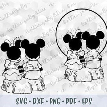 240 SVG PNG EPS Mickey Minnie Mouse Hug Back Head Ears Cut files for Cricut Silhouette Outline Stroke Iron on Transfer Print Sublimation Des