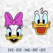 241 SVG PNG Donald and Daisy Duck Head Face Eyers Beak Mickey Minnie Friend Layered Cut file Silhouette Cricut Iron on Transfer Template Ste