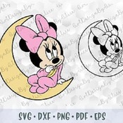 246 SVG PNG DXF Baby Minnie Mouse Head Ears Pink Bow Layered Cut file Cricut Silhouette Iron on Transfer Print Sublimation Outline Baby Disn