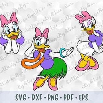 248 SVG PNG Daisy Duck Head Face Hawaii Dance Hula Layered Cut files Outline Silhouette Cricut Iron on Transfer Disney Birthday Tshirt Desig