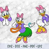 248 SVG PNG Daisy Duck Head Face Hawaii Dance Hula Layered Cut files Outline Silhouette Cricut Iron on Transfer Disney Birthday Tshirt Desig