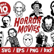 25 Halloween SVG, Horror Movies SVG, Halloween Bundle, Beetlejuice SVG, Chucky Svg, Hannibal Lecter, Jigsaw, Scream, Shining, Horror Vector