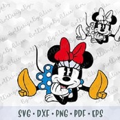 252 SVG PNG DXF Minnie Mouse Vintage Retro Old Style Layered Cut file Outline Cricut Silhouette Iron on Sublimation Transfer Outline Silhoue