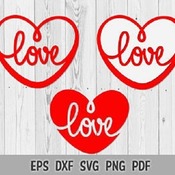 253 SVG PNG Hand drawn Heart Love Valentine Day Layered Vector Cut files Cricut Silhouette Iron on Template Valentine's Print Calligraphy Lo