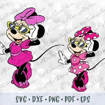 254 SVG PNG Fashionable Minnie Mouse Hand Dress Pink Bow Vector Layered Cut File Silhouette Cricut Iron on Transfer Disney Birthday Girl Des