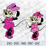 254 SVG PNG Fashionable Minnie Mouse Hand Dress Pink Bow Vector Layered Cut File Silhouette Cricut Iron on Transfer Disney Birthday Girl Des