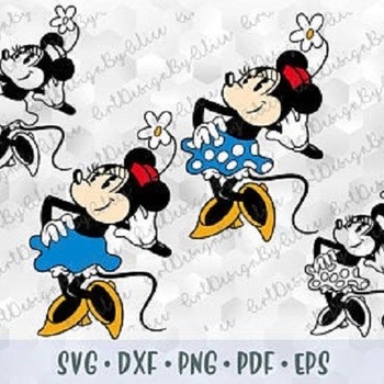 255 SVG PNG Minnie Mouse Vintage Retro Old School Style Disney Layered Cut files Outline Cricut Design Silhouette Iron on Sublimation Transf