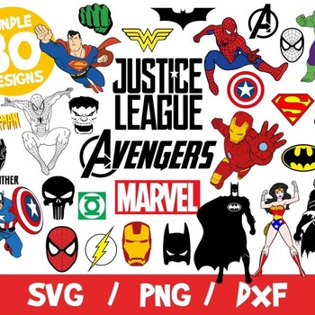 26 Superhero Bundle Vectors, Superhero Svg, Marvel Cricut, Superman Cut, Batman Vector, Vinyl, Clipart, Avengers, Ironman, Justice League Pn