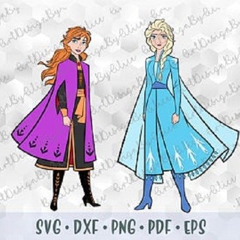 261 SVG PNG Sisters Anna Elsa Frozen 2 Disney Princess Layered Cut files Cricut Design Silhouette Stencil Template for Vinyl Transfer Iron o