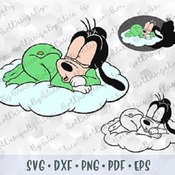 264 SVG PNG Goofy Baby Mickey Minnie Mouse Friends Sleeping Cloud Layered Cut files Outline Cricut Silhouette Iron on Transfer Disney Babies