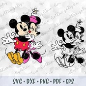 268 SVG PNG Kissing Love Hugs Retro Mickey Minnie Mouse Kiss Vintage Layered Cut files Cricut Outline Silhouette Iron on Sublimation Transfe