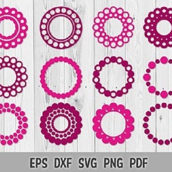 271 SVG Circle Monogram Frame vector Cut files Cricut Silhouette Iron on Template Clip Art Digital Download PNG DXF EpS Monogram Frames Temp