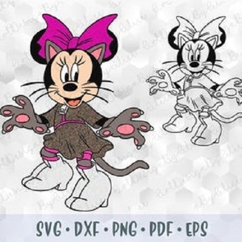 277 SVG PNG Minnie Mouse Cat Halloween costume Hand Dress Ears Head Layered Cut File Outline Silhouette Cricut Iron on Transfer Disney Birth