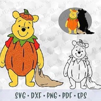 280 SVG PNG Winnie the Pooh Pumpkin costume Halloween Layered Cut files Outline Cricut Silhouette Iron on Transfer Sublimation Classic Winni