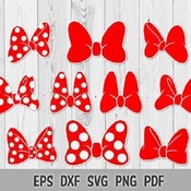 281 SVG PNG DXF Minnie Mouse Red Polka Dot Bow Disney Layered Cut file Cricut Silhouette Iron on Transfer Print Sublimation Design Bows Desi