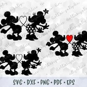 286 SVG PNG DXF Mickey Minnie Mouse Love Heart Head Ears Hands Black Silhouette Cut file Cricut Iron on Transfer Print Sublimation Disney De