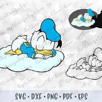 291 SVG PNG Baby Mickey Minnie Mouse friends Donald Sleeping Cloud Layered Outline Cut files Cricut Silhouette Iron on Transfer Disney Babie