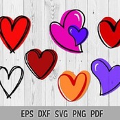 293 SVG PNG Hand drawn Doodle Hearts Love Valentine Day Layered Vector Cut files Cricut Silhouette Iron on Template Clip Art Digital Downloa