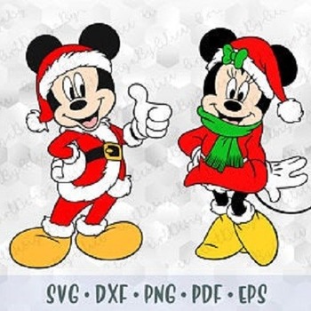 303 SVG PNG Christmas Minnie and Mickey Mouse Santa Red Сostume Dress Layered Cut Files for Silhouette Cricut Iron on Transfer Disney Christ