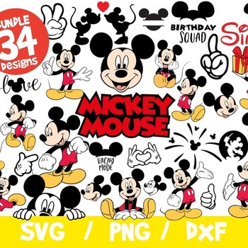 33 Mickey Mouse SVG Bundle, Mickey Bundle SVG, Disney SVG, Mickey Cricut, Mickey Silhouette, Mickey Fireworks, Vinyl File, Png