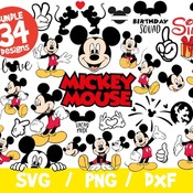 33 Mickey Mouse SVG Bundle, Mickey Bundle SVG, Disney SVG, Mickey Cricut, Mickey Silhouette, Mickey Fireworks, Vinyl File, Png