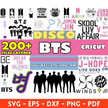 37 BTS KPop mega big bundle svg png clipart vector files for cricut bt21