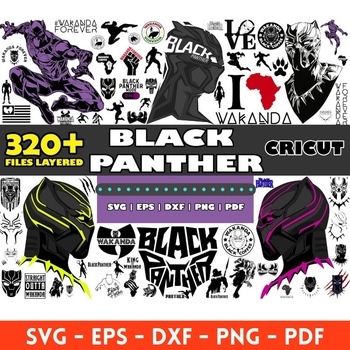 38 Wakanda Forever Black Panther mega big bundle svg png clipart vector Cut File T’Challa Face Silhouette