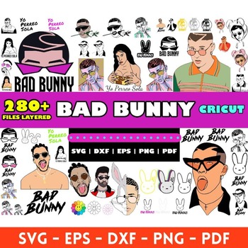 40 Bad Bunny Baby Benito mega big bundle svg png clipart vector Cricut Silhouette Cut File