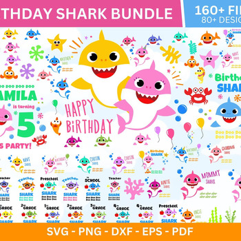 45 Baby Shark mega big bundle svg png clipart vector Cricut Cut Files Silhouette