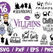 57 Disney Villains SVG Bundle, Halloween SVG, Cruella De Vil Svg, Ursula Svg, Evil Queen, What's Up Witches, Bad Girls, Chillin Like A Villa