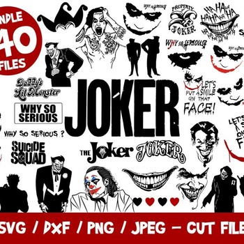 59 Joker 140 Files Bundle, The Joker Bundle SVG, Joker Cricut Silhouette, Batman, Why So Serious Vector, Suicide Squad, The Joker, Cut File