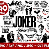 59 Joker 140 Files Bundle, The Joker Bundle SVG, Joker Cricut Silhouette, Batman, Why So Serious Vector, Suicide Squad, The Joker, Cut File