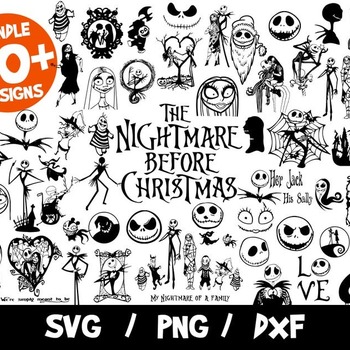 6 Halloween SVG, Christmas SVG, Nightmare Before Christmas Vector, Jack Skellington Cricut, Cut File, Silhouette, Jack Skellington T-Shirt