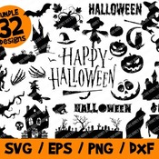 60 Halloween SVG, Halloween Witch SVG, Halloween Ghost SVG, Halloween Vector, Halloween Silhouette, Halloween Cricut, Vinyl, Eps, Dxf, Cut F