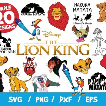 65 The Lion King SVG 55 Files Bundle, Lion King Bundle SVG, Simba SVG, Lion King Cricut, Silhouette, Pumba Svg, Vinyl File, Cut File