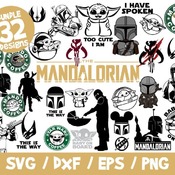 66 Mandalorian SVG Bundle, Mandalorian Bundle SVG, Star Wars SVG, Baby Yoda Cricut, Silhouette, Baby Yoda Svg, Vinyl File, Cut File