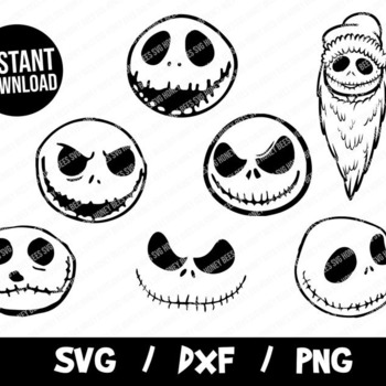 69 Jack Skellington Faces SVG, Halloween SVG, Nightmare Before Christmas Vector, Jack Skellington Cricut, Cut File, Jack Skellington T-Shirt