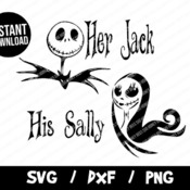 70 Her Jack SVG, His Sally SVG, Halloween SVG, Nightmare Before Christmas Vector, Jack Skellington Cricut, Silhouette, Sally Skellington TSh