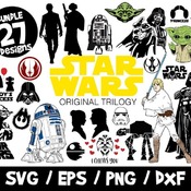 72 Star Wars SVG Bundle, Star Wars Vectors, Yoda SVG, Darth Vader Cricut, Silhouette, Vinyl File, Cut File, Skywalker, Han Solo, Princess Le
