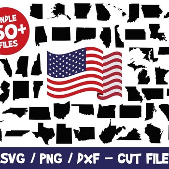 76 All 50 States SVG, States Cut File, United States Vector, USA Vector, Texas Svg, Florida Svg, California Svg, States Silhouette Cricut Vi