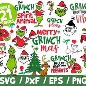 81 Grinch SVG Bundle, Christmas SVG, Merry Grinchmas, Resting Grinch Face, Grinch Cricut, Grinch T-Shirt, Christmas Vector Cut File Baby Gri