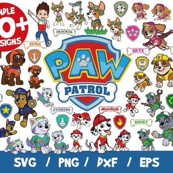 82 Paw Patrol SVG Layered, Skye Svg, Chase Svg, Everest Svg, Tracker Svg, Rubble Svg, For Cricut, For Silhouette, Clipart, Vinyl, PNG