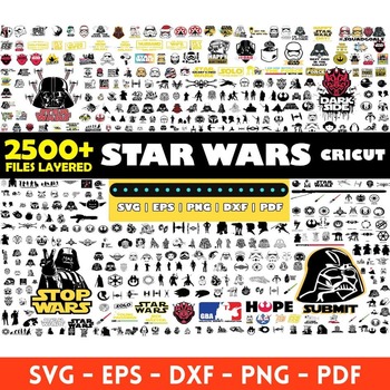 9 Star wars mega big bundle svg png clipart vector Cut files Darth Vader Yoda Instant Download